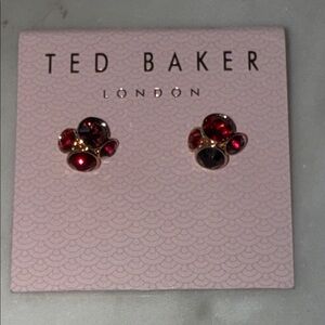 Ted Baker  Gold and Red Crystal Earrings